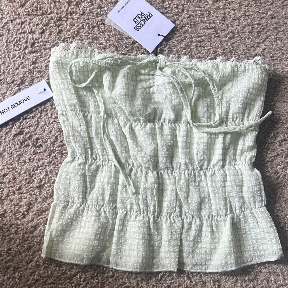 Princess Polly Mint Green Smocked Top